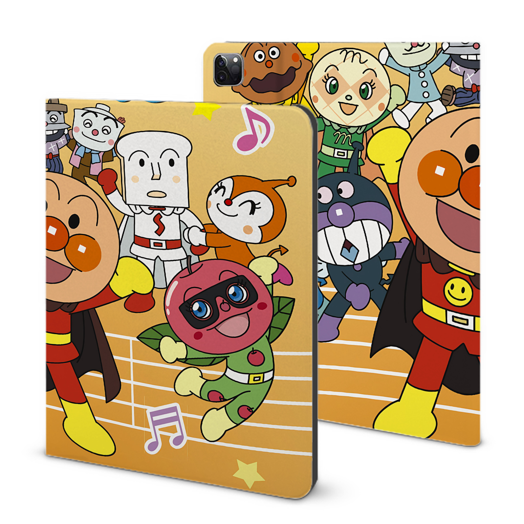 （画像用） アンパンマン Anpanman IPad ケース ブック型 PUレザー TPU 耐衝撃 軽量 薄型 ペン収納なし 全面保護 IPad 各モデル対応